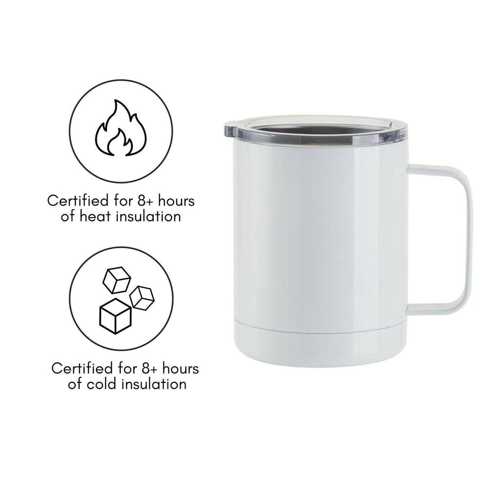 Craft Express 4 Pack 10oz Stainless Steel Coffee Cups – White Sublimation-Ready Insulated Mugs