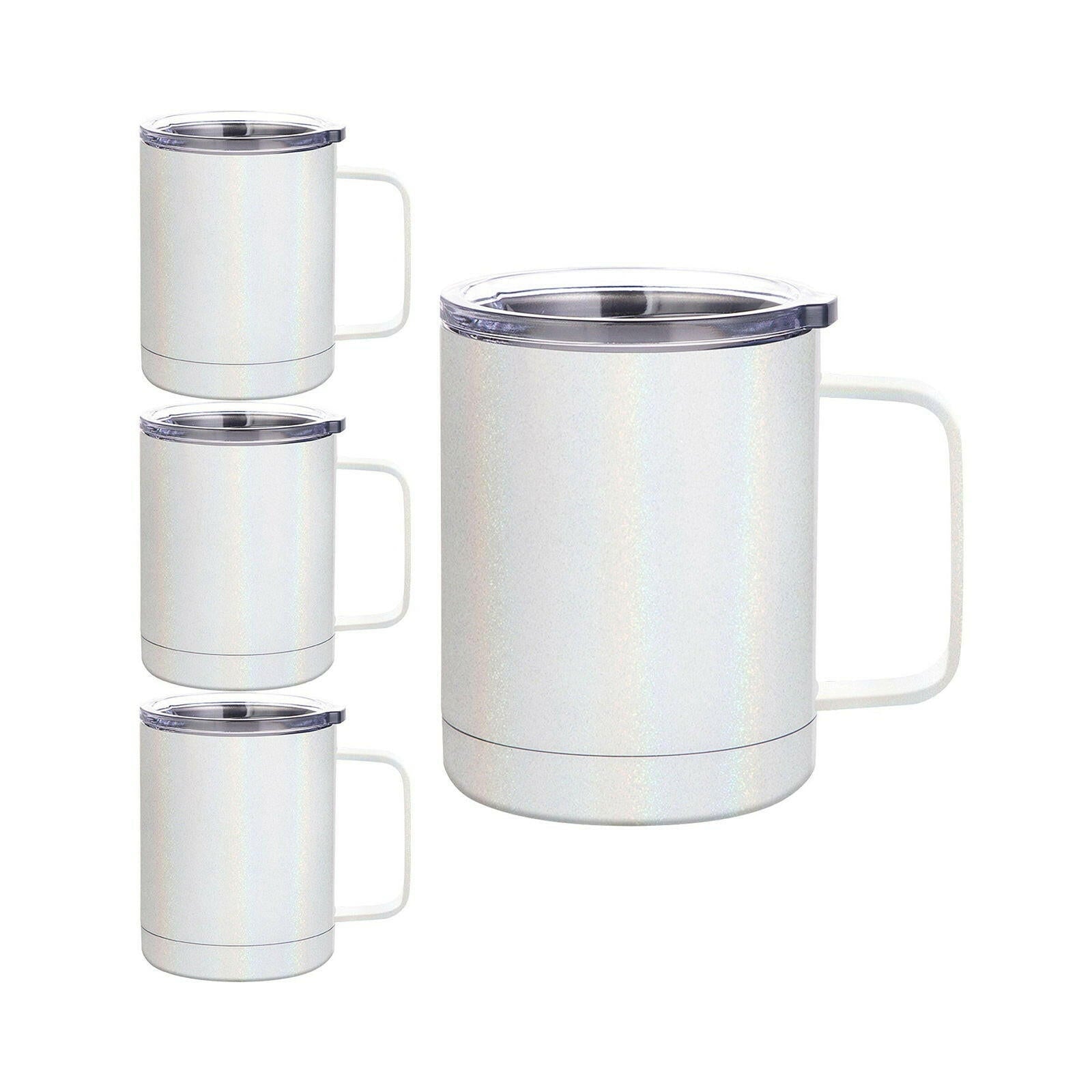 Craft Express 4 Pack 10oz Stainless Steel Coffee Cups – White Sublimation-Ready Insulated Mugs