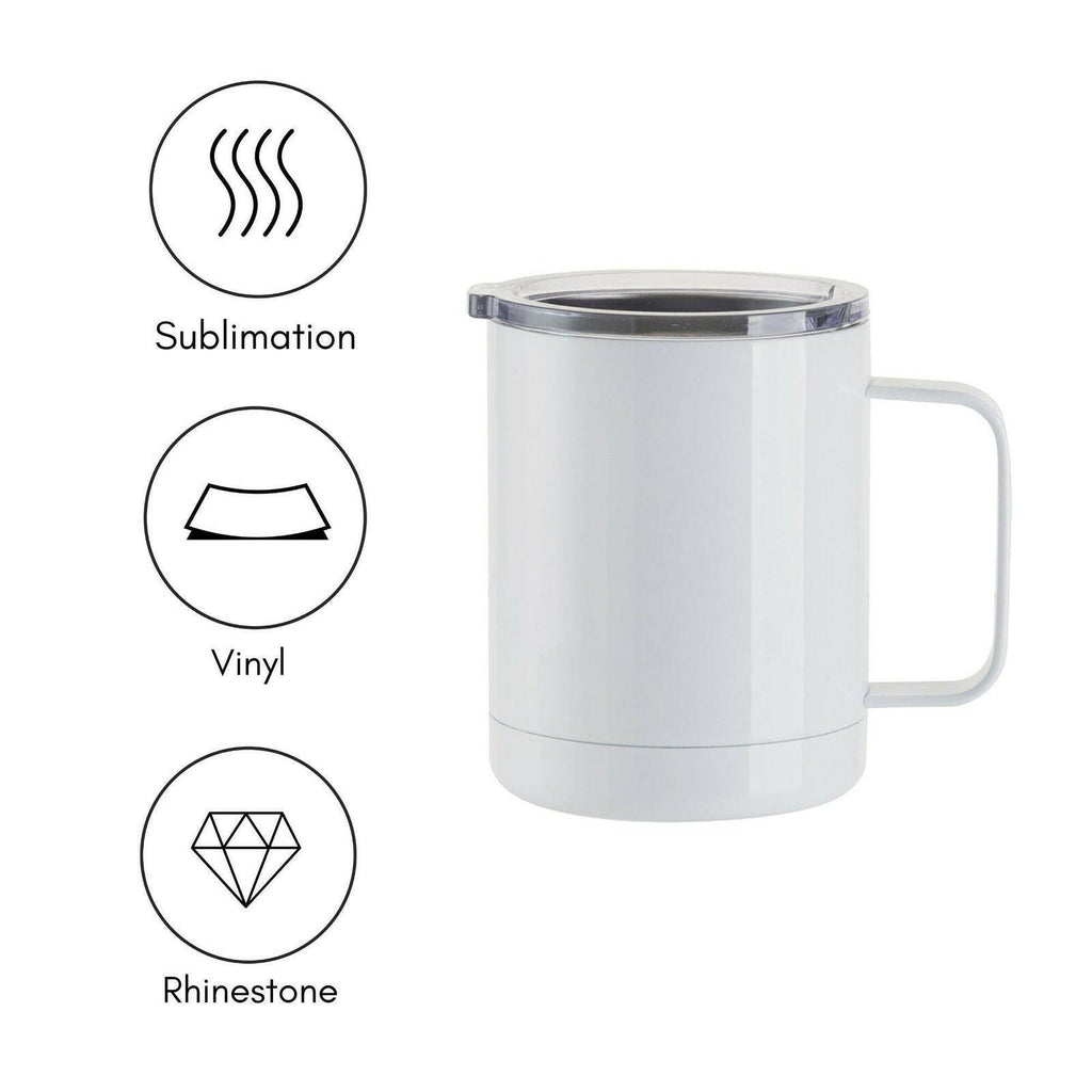 Craft Express 4 Pack 10oz Stainless Steel Coffee Cups – White Sublimation-Ready Insulated Mugs