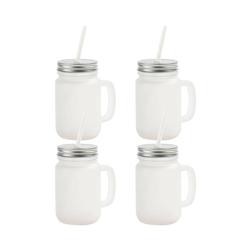 Craft Express 12oz Frosted Mason Jars with Straws