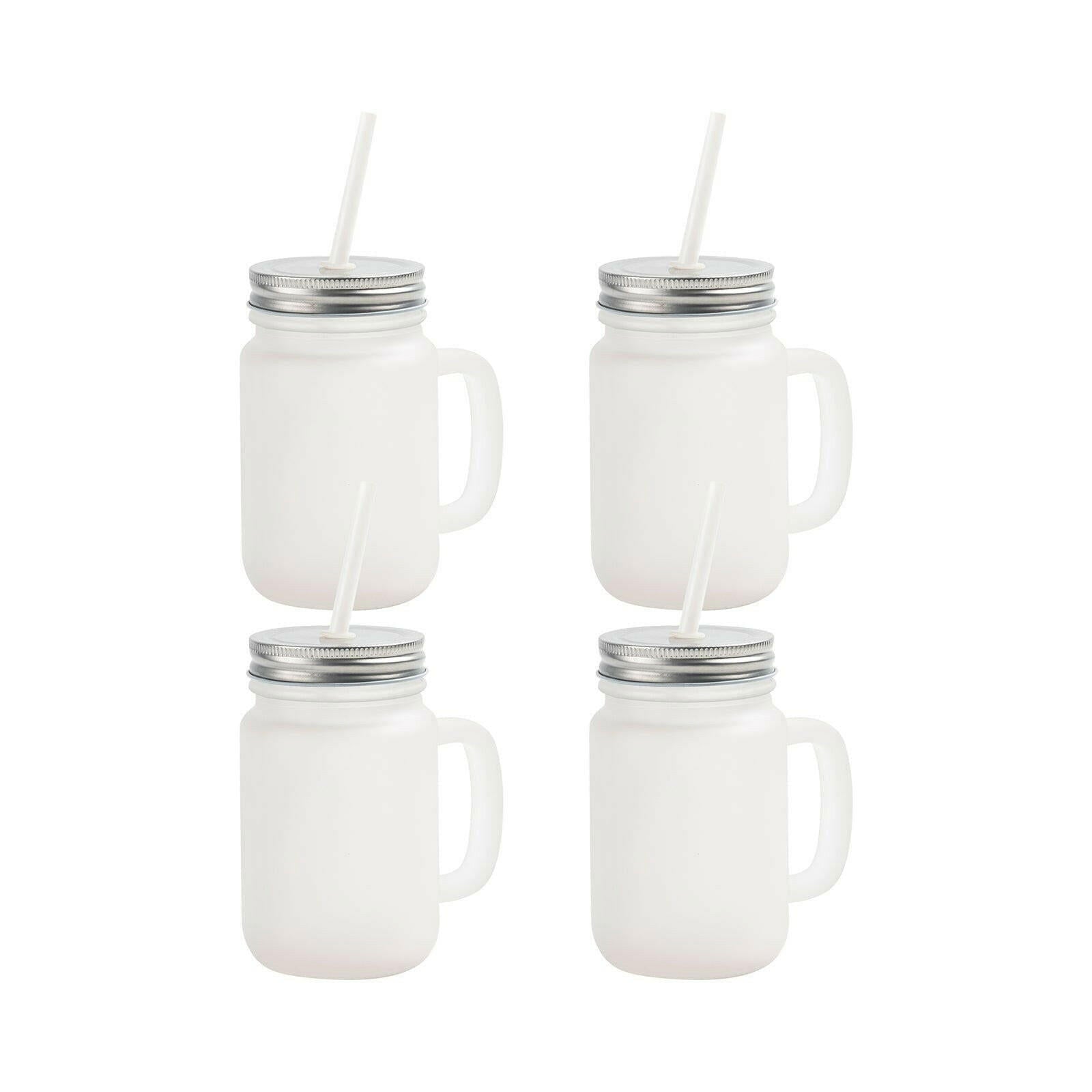 Craft Express 12oz Frosted Mason Jars with Straws