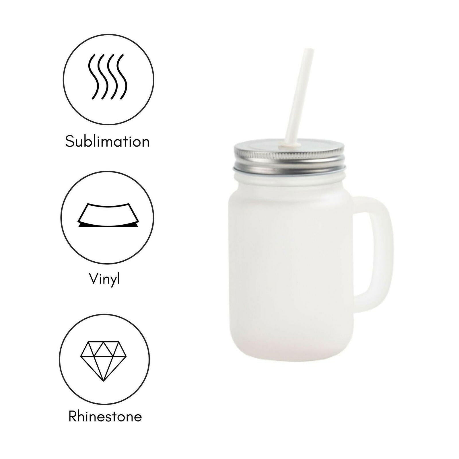 Craft Express 12oz Frosted Mason Jars with Straws