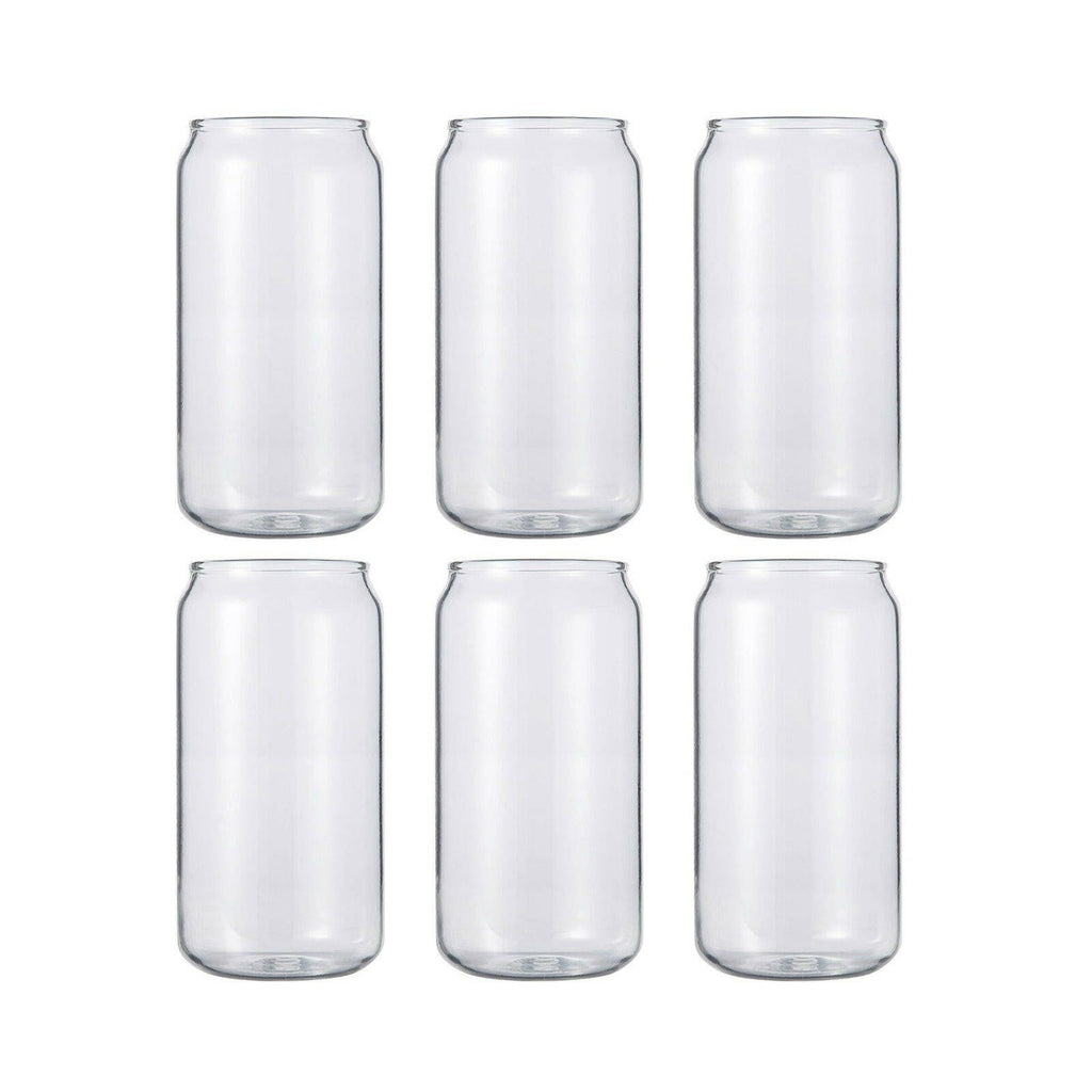 Craft Express 13oz Frosted Glass Cans with Bamboo Lids & Straws – Sublimation-Ready