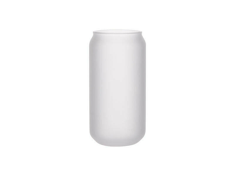 Craft Express 18oz Frosted Glass Sublimation Cans with Bamboo Lids and Glass Straws