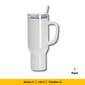 Craft Express 40oz White Travel Tumbler with Lid, Straw & Handle, Sublimation Ready