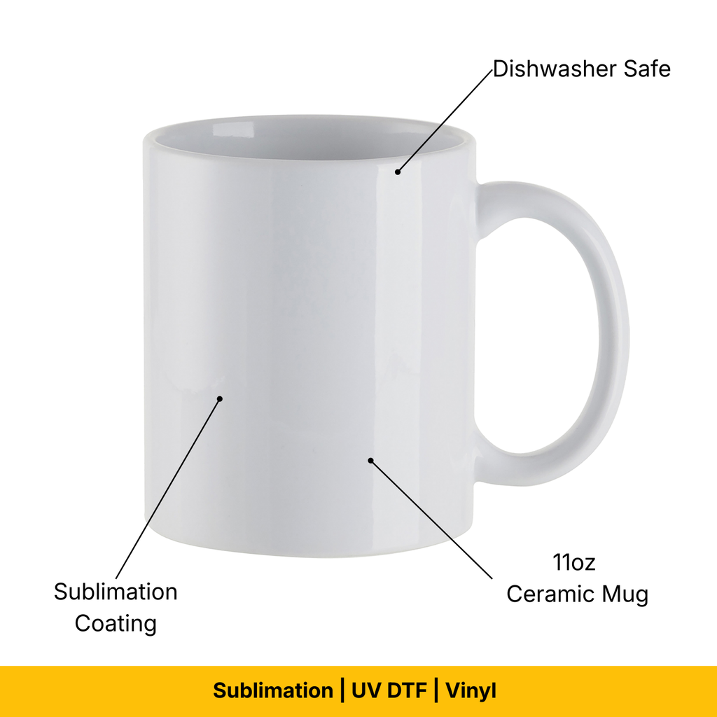Craft Express 11oz Ceramic Sublimation Mugs: White Glossy Blanks