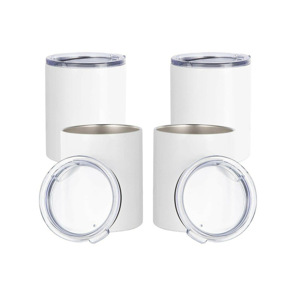 Craft Express 4 Pack 10oz Stainless Steel Sublimation Lowballs with Lids