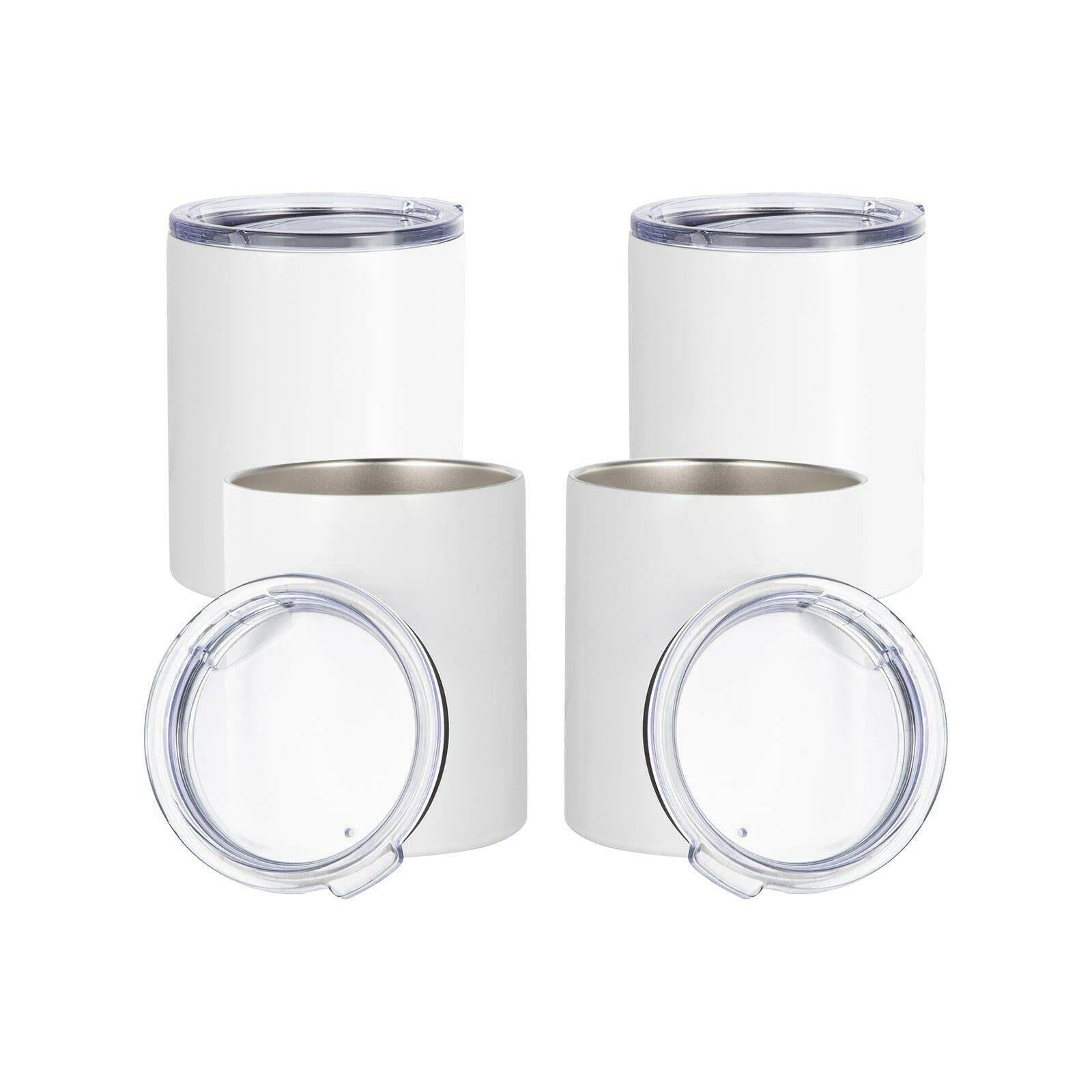 Craft Express 4 Pack 10oz Stainless Steel Sublimation Lowballs with Lids