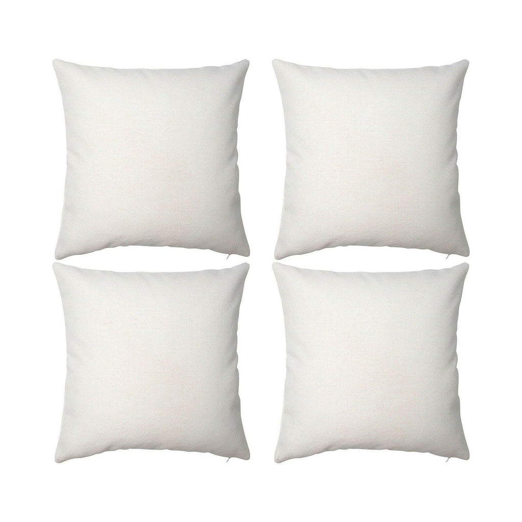 Craft Express 4 Pack Ivory Linen Sublimation Pillow Covers – 18"x18" with Zipper