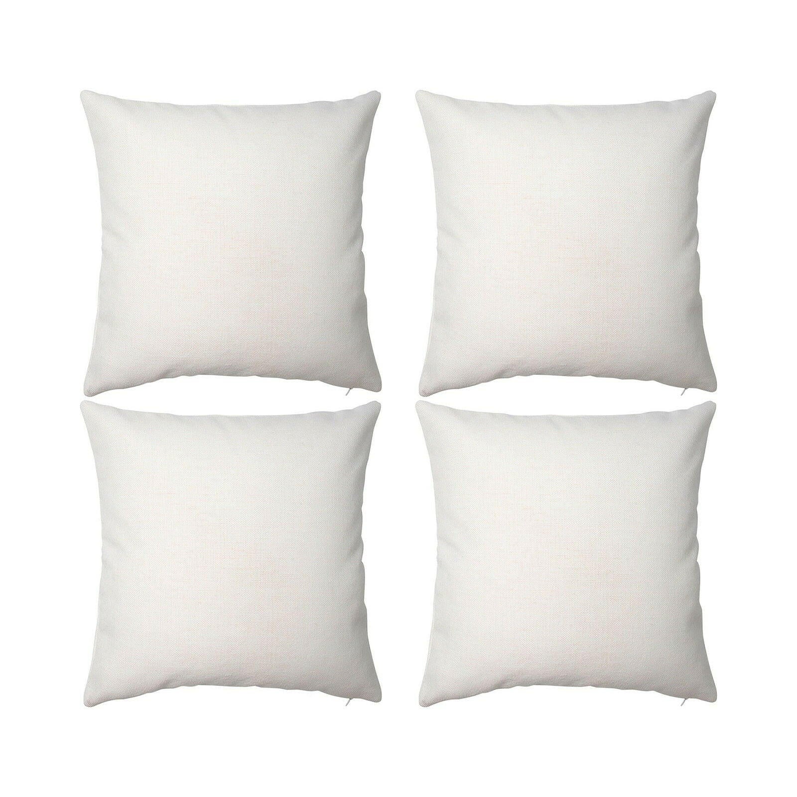 Craft Express 4 Pack Ivory Linen Sublimation Pillow Covers – 18"x18" with Zipper