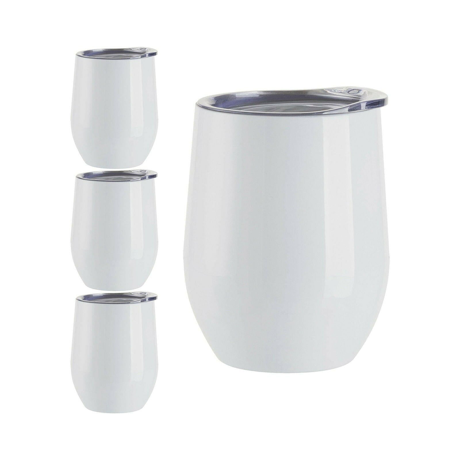 Craft Express 6 Pack Stainless Steel Sublimation Wine Tumblers – 12oz with Lids