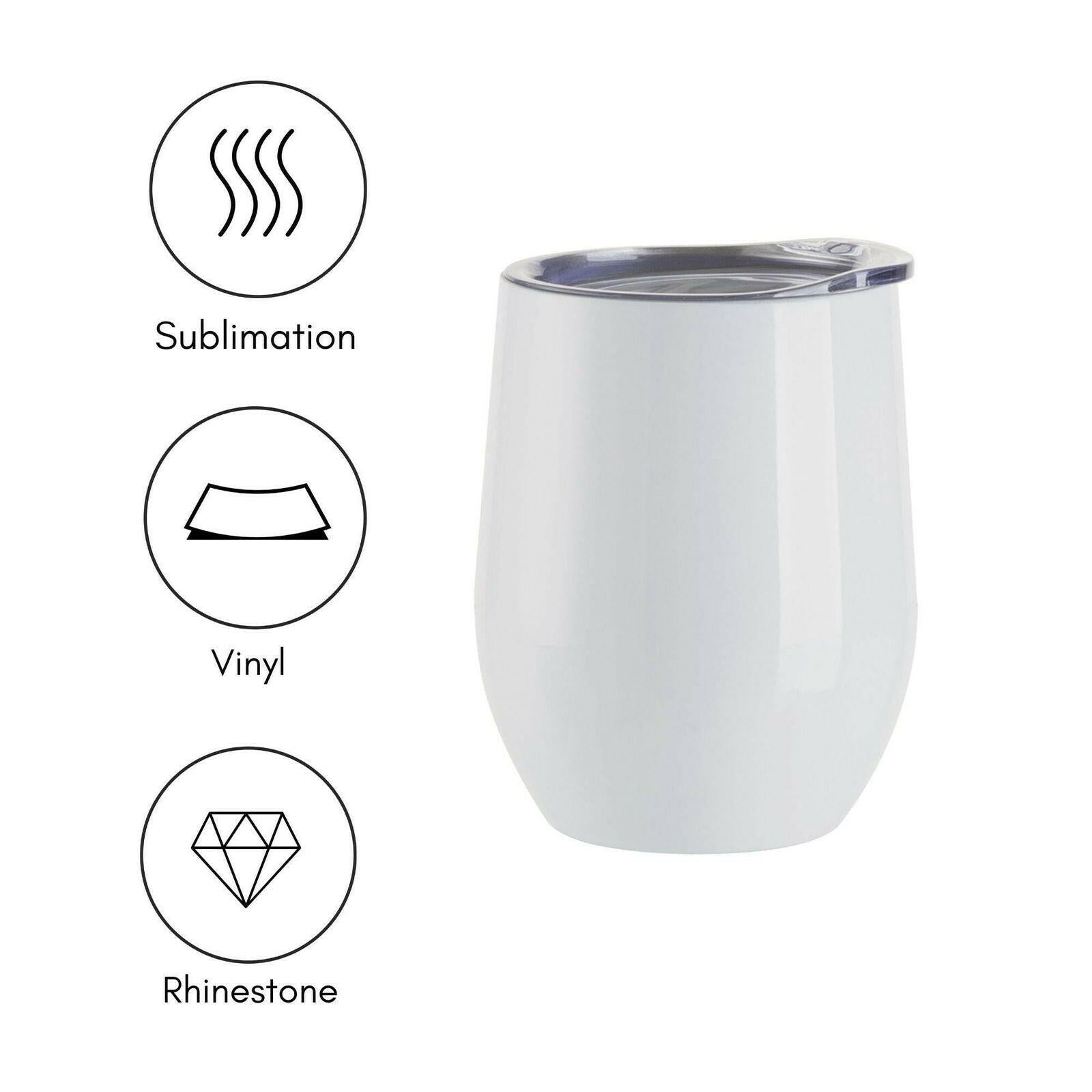 Craft Express 6 Pack Stainless Steel Sublimation Wine Tumblers – 12oz with Lids