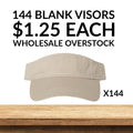 144 Blank Visors Wholesale Bulk $1.25 Each