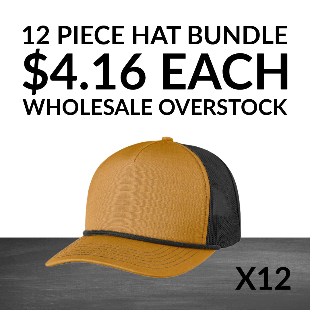 12 Blank Rope Hats Wholesale Bulk
