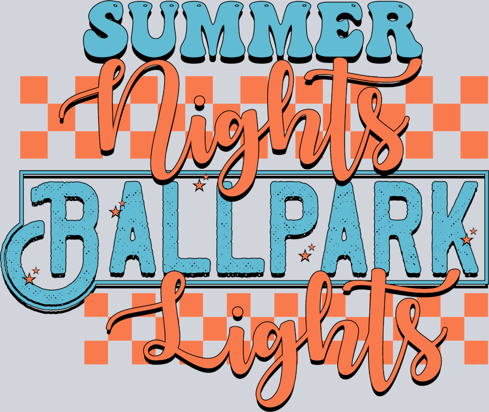 Retro Summer Nights Ballpark Lights - STK07374 (DTF Transfers)
