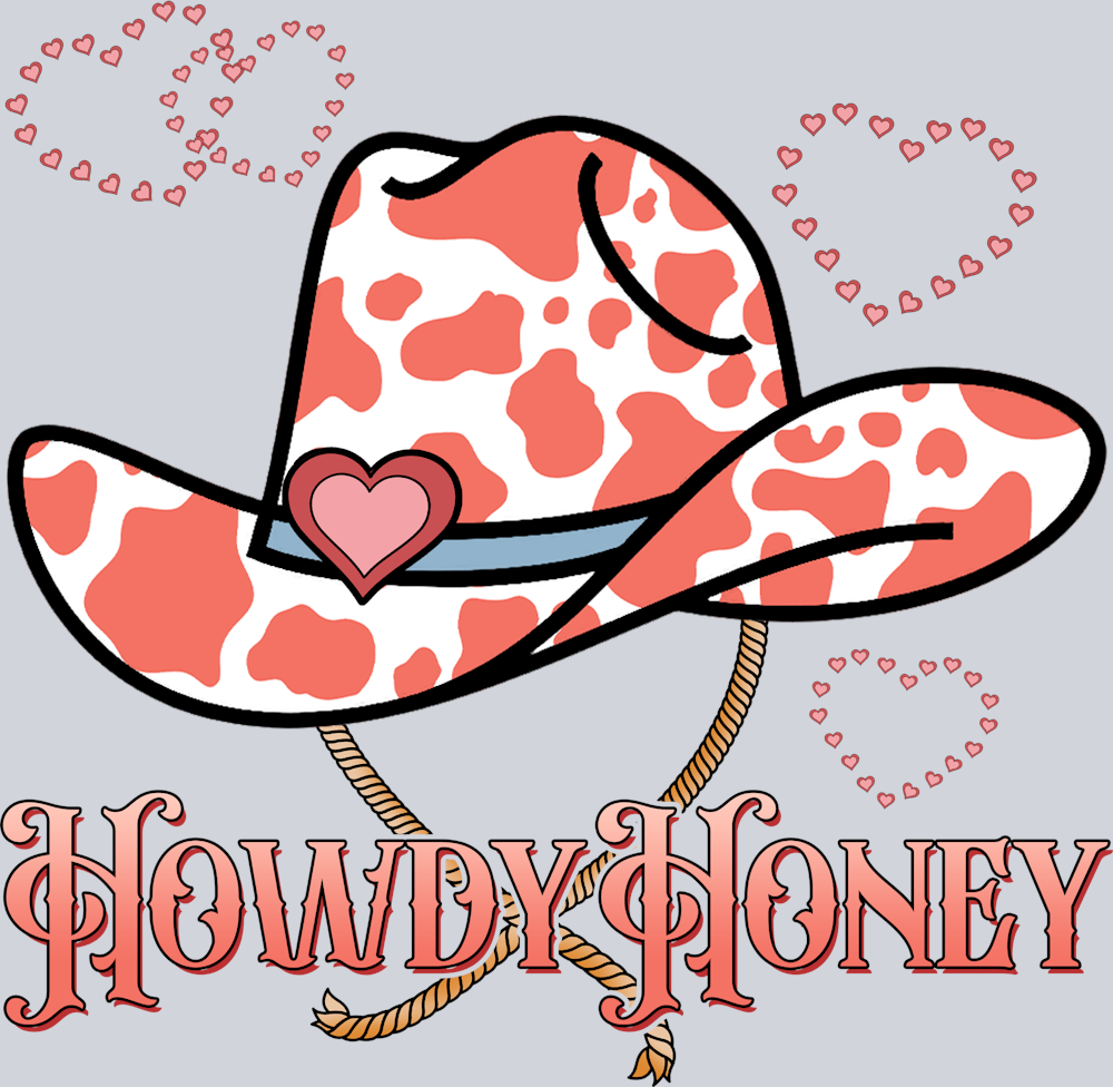 Howdy Honey Cow Print Hat - STK02819 (DTF Transfers)