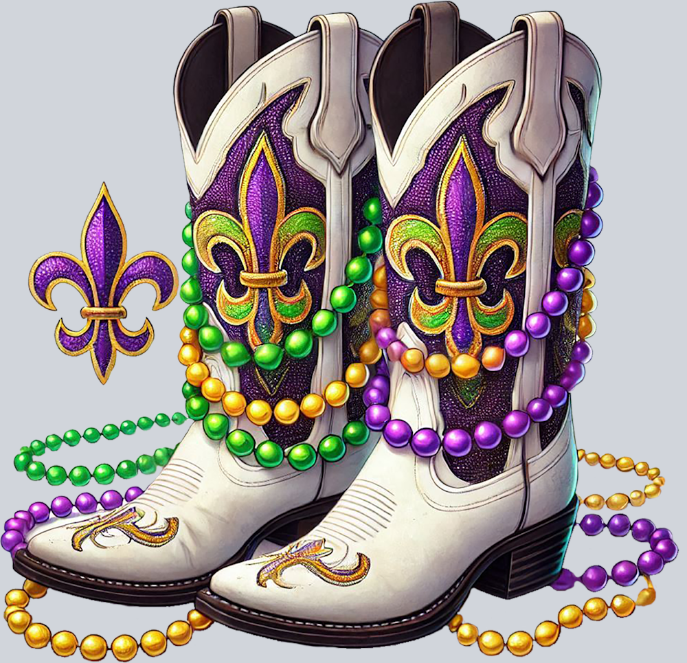 Mardi Gras Cowboy Boots - STK04029 (DTF Transfers)