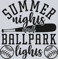 Summer Nights And Ballpark Lights - Black - STK05863 (DTF Transfers)