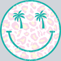 Smiley Face Pink Leopard Palm Trees Summer Print - STK05560 (DTF Transfers)